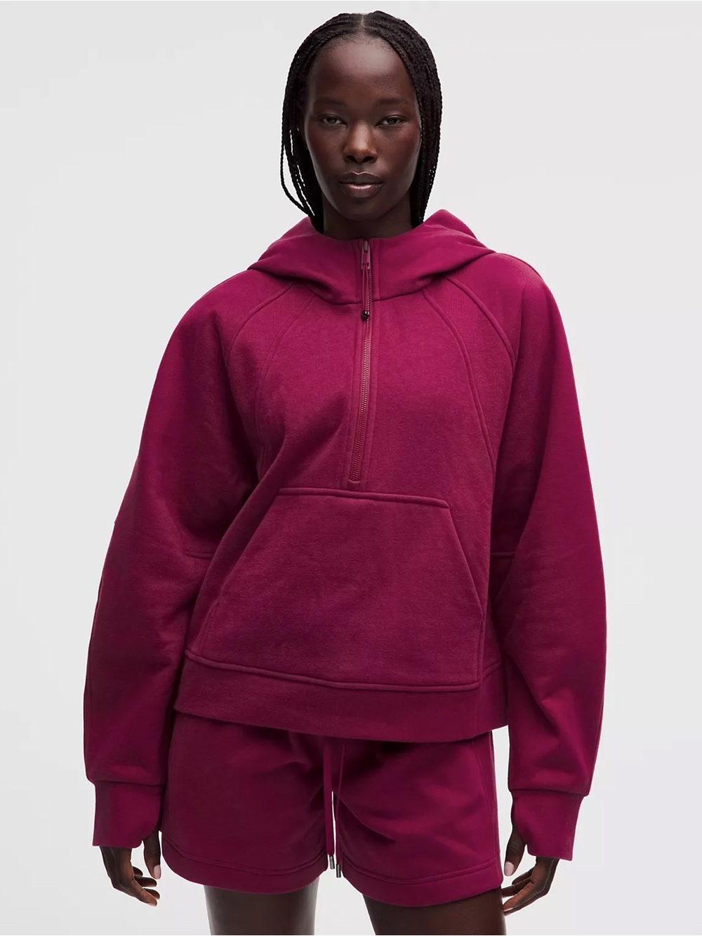 Lululemon Scuba Oversized Half Zip Hoodie Raspberry Rave M/L red pink
